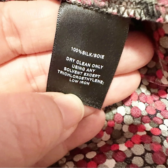 Lafayette 148 100% Silk Dot Print Blouse In Black Red White Gray Sz 2 - Picture 7 of 14